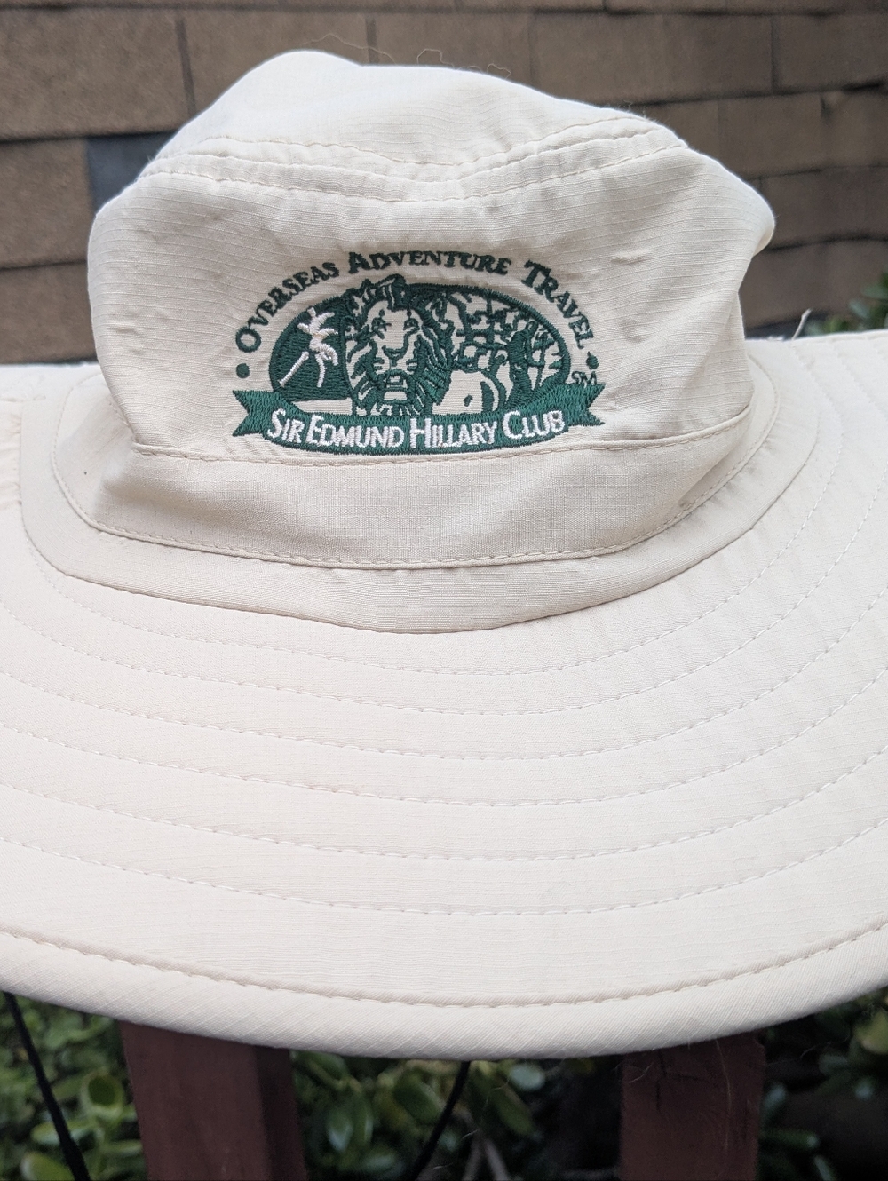 Overseas Adventure Travel: Sir Edmund Hillary Club logo - khaki sun hat w/strap